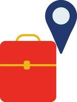 Red briefcase with blue map pointer. vector