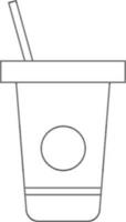 Line Art Illustration of Straw in Drink Glass Icon. vector