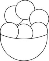 Laddu Bowl Icon in Black Outline. vector