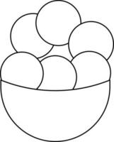 Laddu Bowl Icon in Black Outline. vector