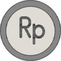 Grey Rupiah Coin Icon on White Background. vector