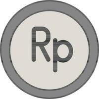 Grey Rupiah Coin Icon on White Background. vector