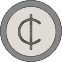 gris cedi moneda icono en plano estilo vector