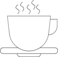 Hot Cup on Plate Icon in Black Outline. vector