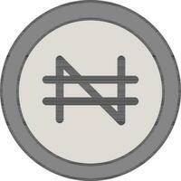 Grey Naira Coin Icon on White Background. vector