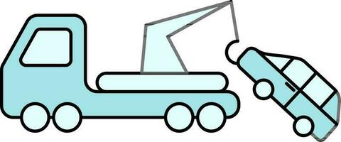 Crane with Car Icon in Turquoise Color. vector