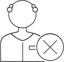 Character of man with rejected sign. vector