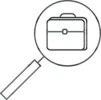 Briefcase in magnifying. vector