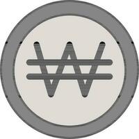 Vector Illustration of Grey Won Coin.