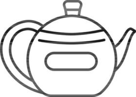 Black Outline Art of Kettle Icon In Flat Style. vector