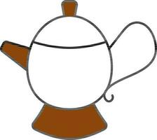 Teapot or Kettle Icon in Brown and White Color. vector