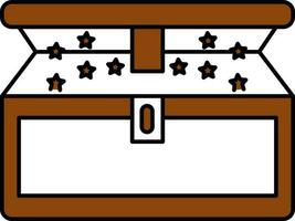 Open Magic Chest Box Icon in Brown and White Color. vector