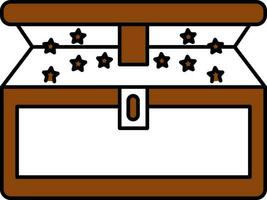 Open Magic Chest Box Icon in Brown and White Color. vector