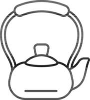 Black Thin Line Art of Kettle Icon In Flat Style. vector