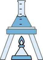 Chemical Flask Burner Icon In Blue Color. vector