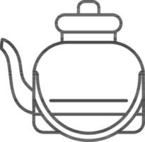 Line Art Illustration of Kettle Icon In Black Thin Line Art. vector