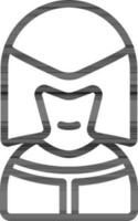 Knight Helmet Or Attire Icon In Black Outline. vector