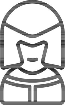 Knight Helmet Or Attire Icon In Black Outline.