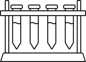 plano estilo prueba tubo estante icono en negro Delgado línea. vector