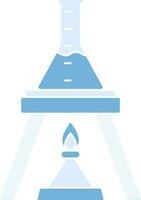 Chemical Flask Burner Icon In Blue Color. vector