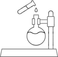 Beaker Stand Holder With Test Tube Icon In Line Art. vector