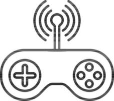 Wifi palanca de mando o gamepad icono en negro línea Arte. vector