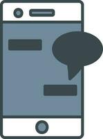 Gray And White Color Chat In Smartphone Icon. vector