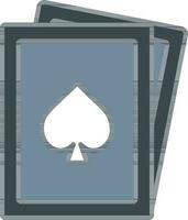 Ace of Spade Card Icon In Gray And White Color. vector