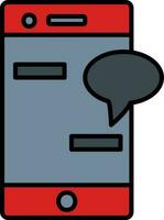 Gray And Red Color Chat In Smartphone Icon. vector