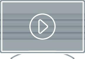 Blue And White Video Player In Monitor Icon Or Symbol. vector