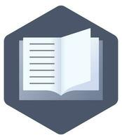 Illustration Of Open Book Icon On Blue Hexagonal Shape. vector