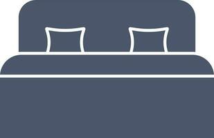Flat Style Double Bed Icon Or Symbol In Blue And White Color. vector
