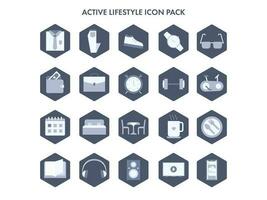 Set Of Active Lifestyle Icons Isolated On Blue Background. vector