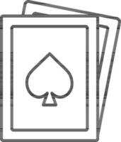 Ace of Spade Card Icon In Thin Line Art. vector