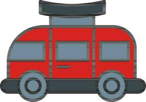 Camper Van Icon In Gray And Red Color. vector