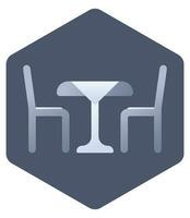 Dining Table Icon On Haxagonal Shape. vector