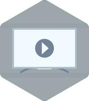 Video Player In Monitor Icon Isolated On Blue Background. vector