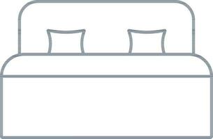 Linear Style Double Bed Icon Or Symbol. vector