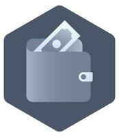 Illustration Of Wallet Icon On Hexagonal Shape. vector