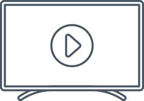 Blue Linear Style Video Player In Monitor Icon Or Symbol. vector