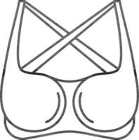 Strappy Bra Icon in Black Line Art. vector