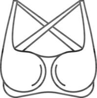 Strappy Bra Icon in Black Line Art. vector