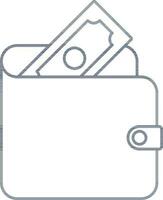 Illustration Of Wallet Icon In Outline Style. vector