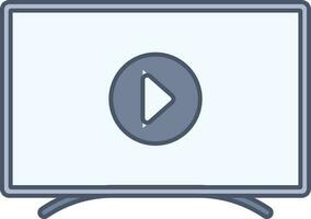 Blue And Gray Video Player In Monitor Icon Or Symbol. vector