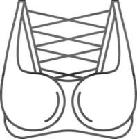 Strappy Bra Icon in Thin Line Art. vector
