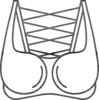 Strappy Bra Icon in Thin Line Art. vector