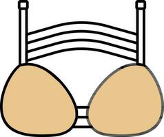 Modern Stylish Bra Icon in Yellow and Black Color. vector