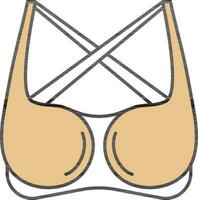 Strappy Bra Icon in Yellow and White Color. vector