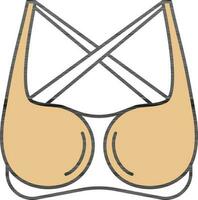 Strappy Bra Icon in Yellow and White Color. vector