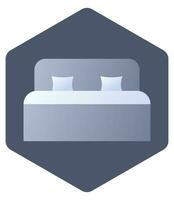 Flat Style Double Bed Icon Isolated In Blue Background. vector